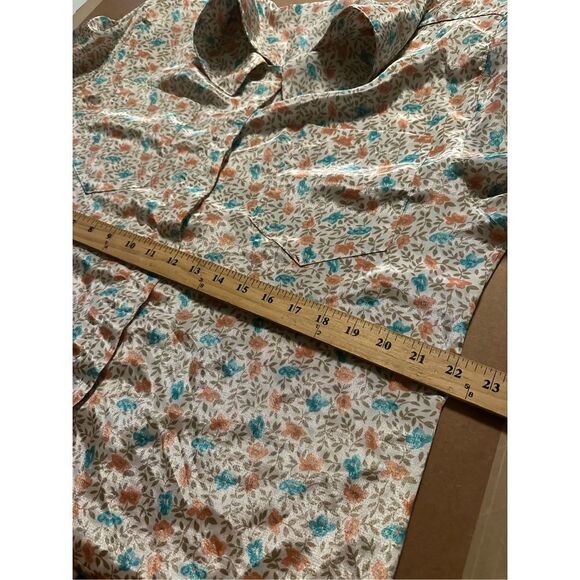 Vintage Worthington Blouse Womens Satin White Colorful Floral Button Up Shirt 16 - Picture 9 of 10